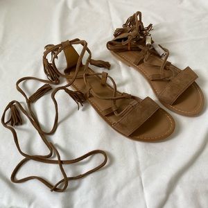 Tan Suede Sandals with Tassels